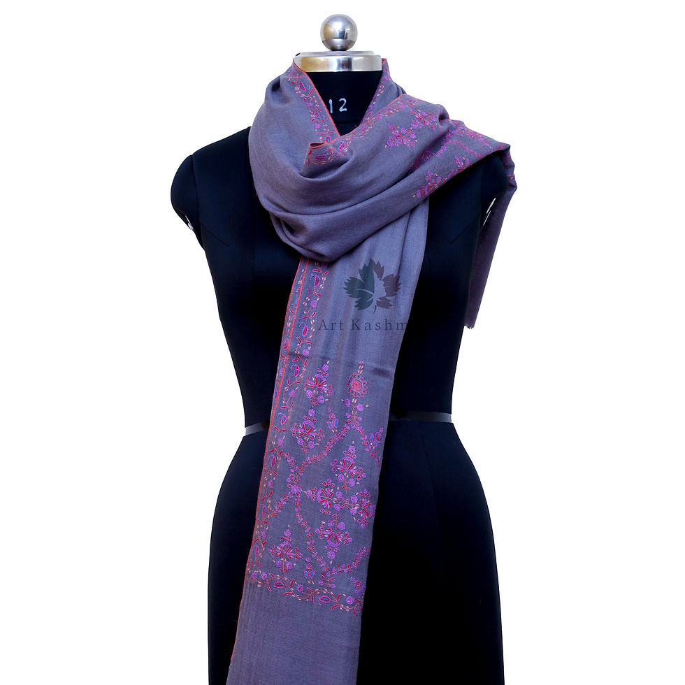 Thumbnail: Mystic Mauve & Fuchsia Vine Sozni Pashmina Shawl