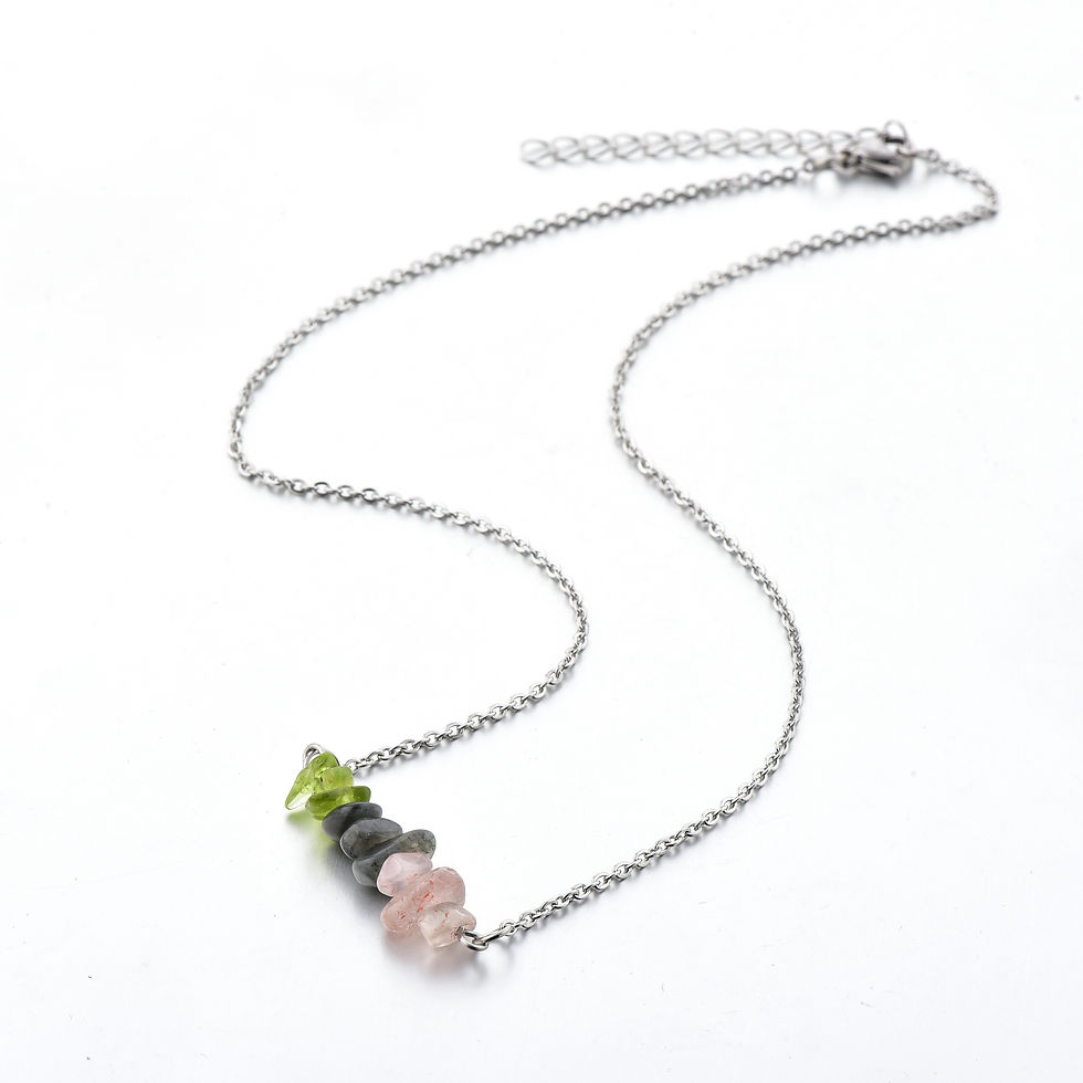 Thumbnail: MONEY & SUCCESS  Crystal Energy Necklace (Peridot, Labradorite, Rose Quartz)