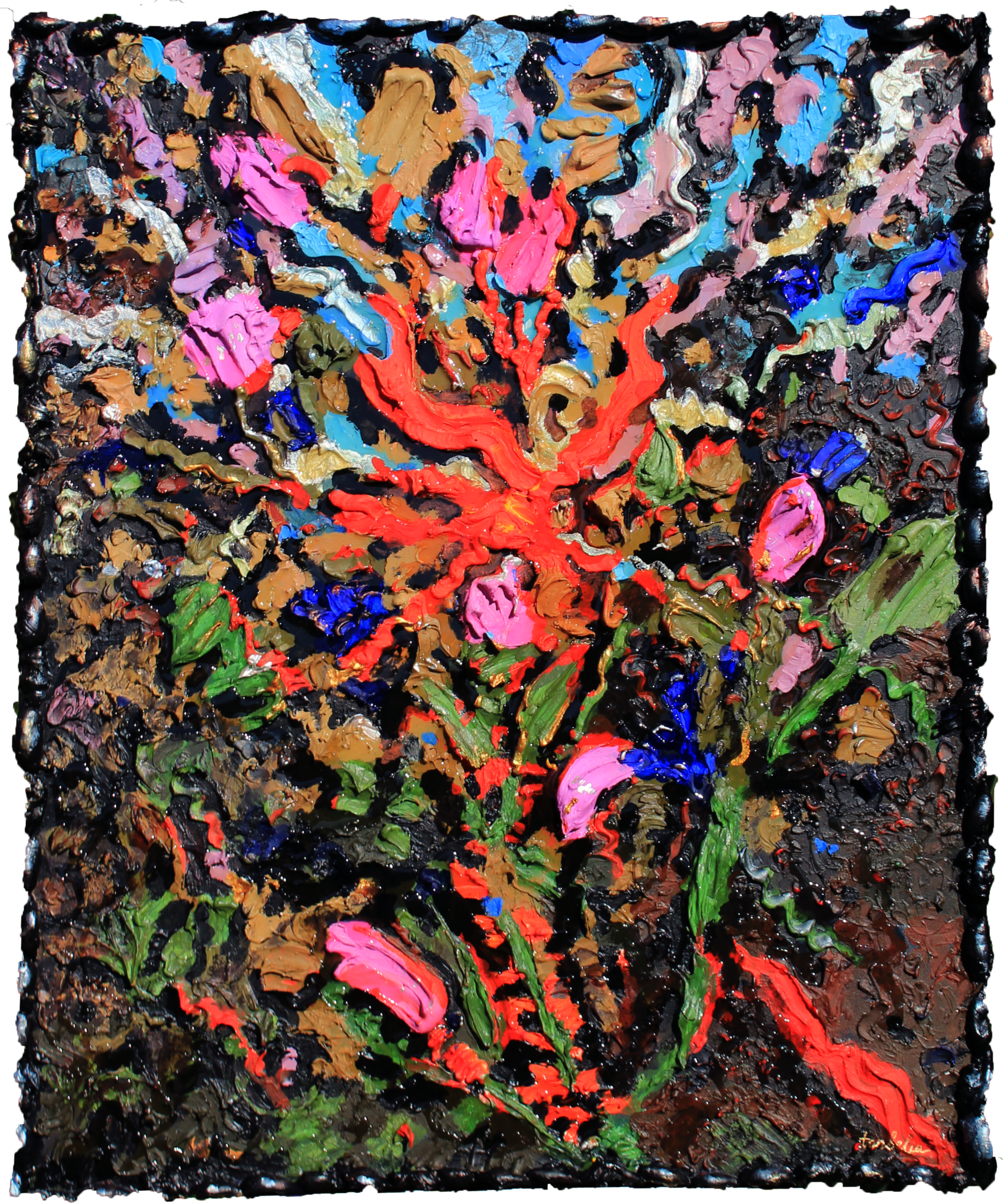 Milk Thistle Acrylic Texture Painting