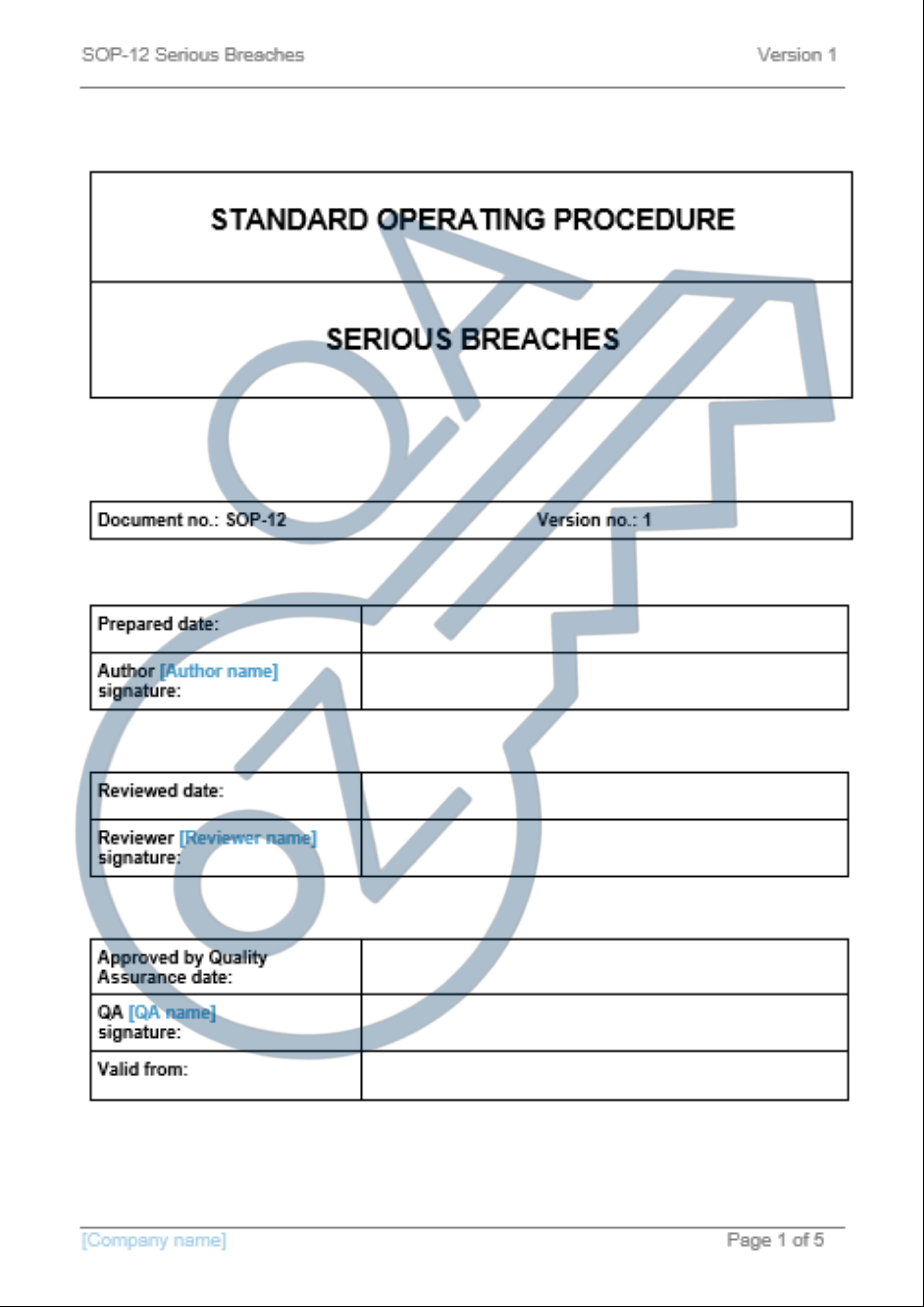 SOP 12: Serious Breach