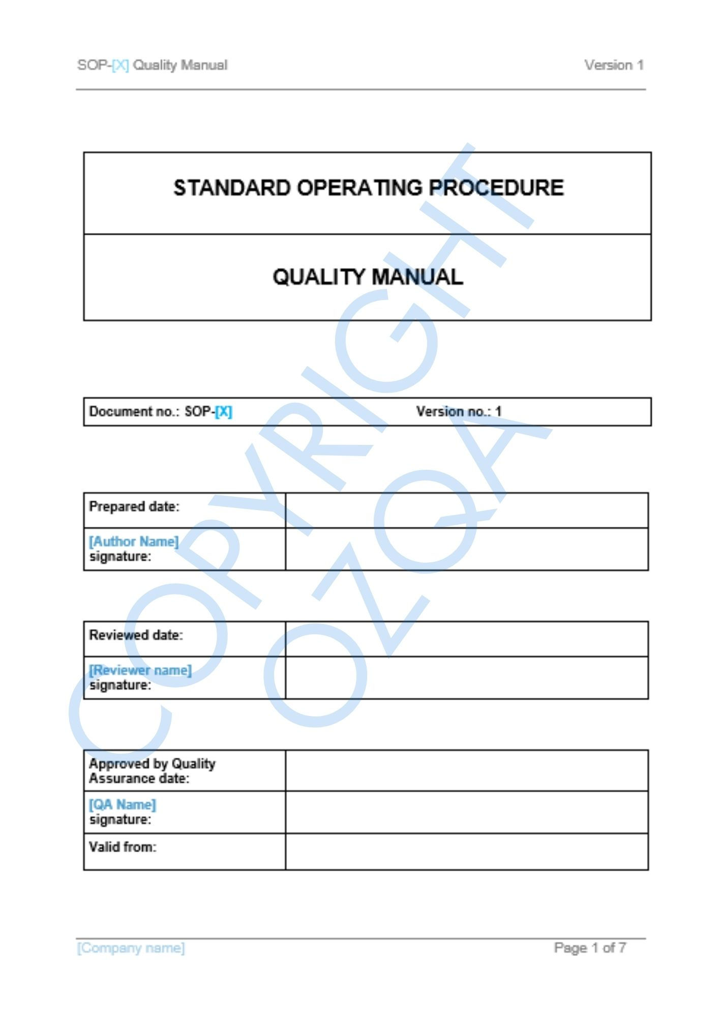Preclinical Core QMS Package