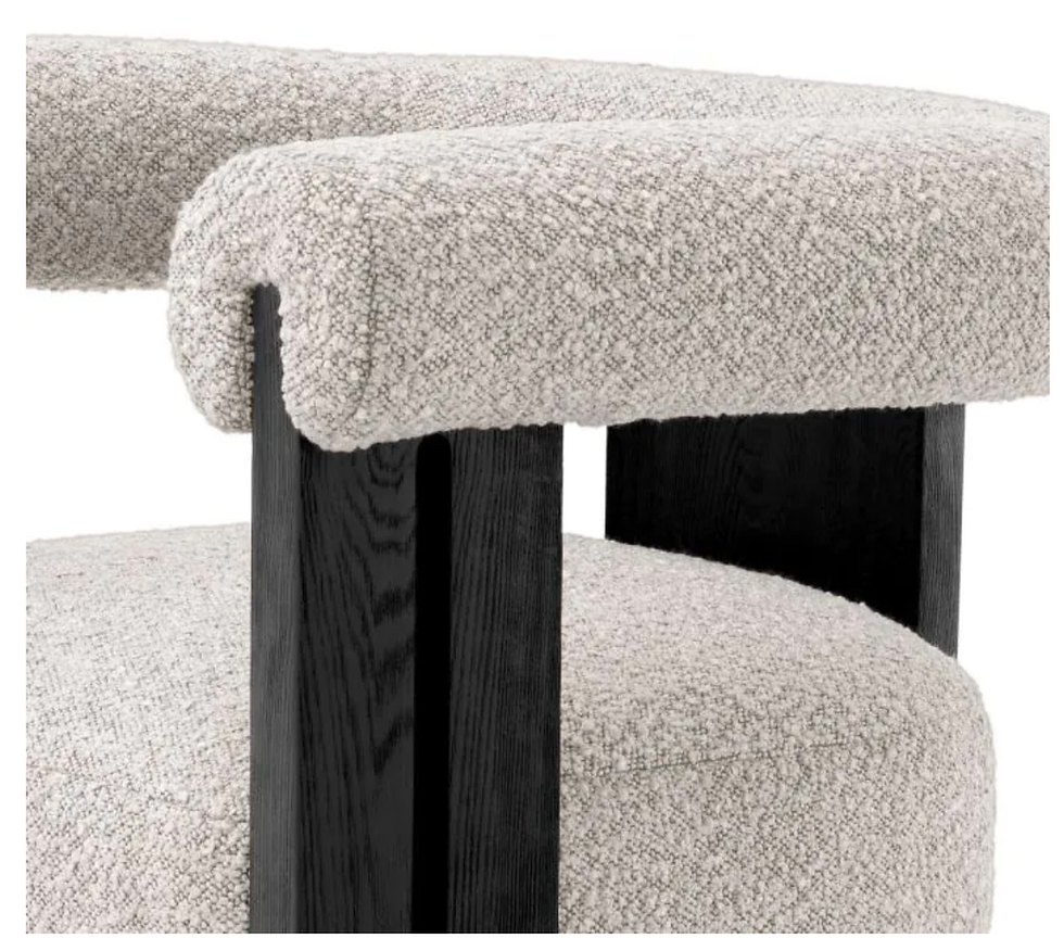 Thumbnail: PERCY DINING CHAIR in Bouclé grey | black finish