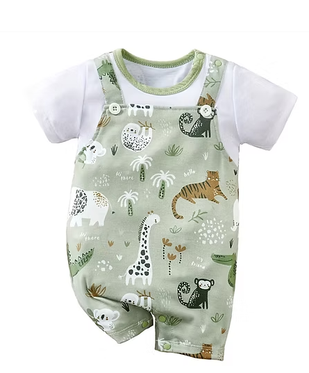IURNXB Adorable Infant Zoo Animal Print Romper for Boy Newborn Baby Faux