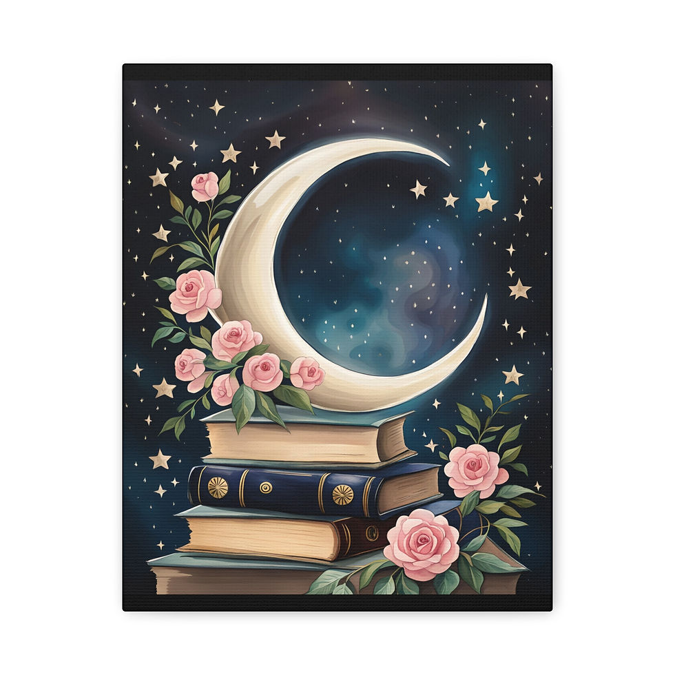 Thumbnail: Moonlit Bookshelf Canvas Art 