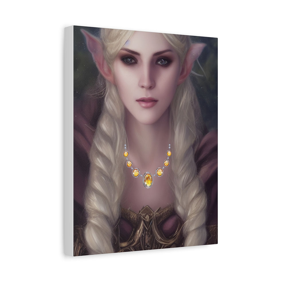 Thumbnail: Blonde Elf with Golden Necklace Matte Canvas Print