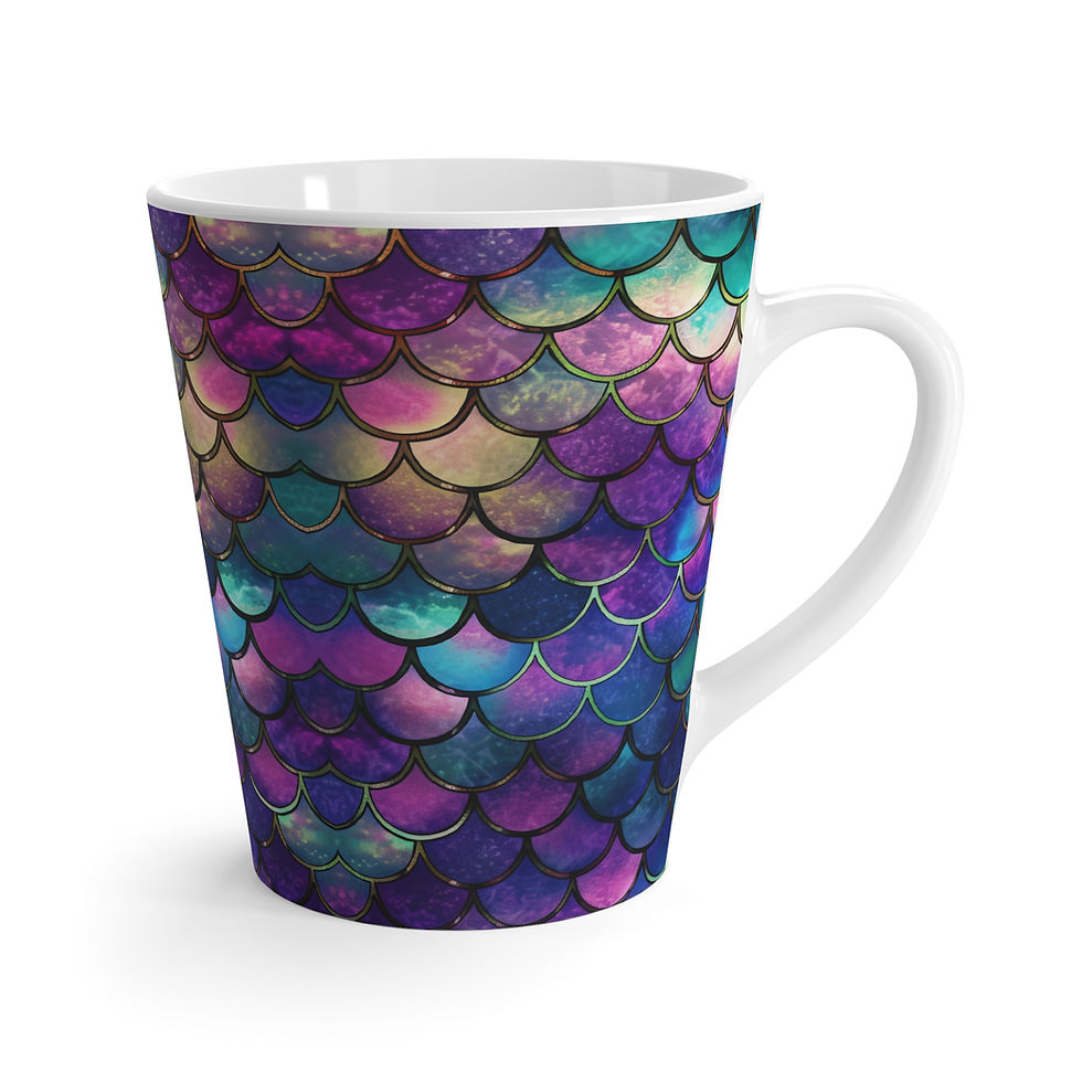 Thumbnail: Mermaid Scale Latte Mug — Iridescent Teal & Purple Coffee Cup