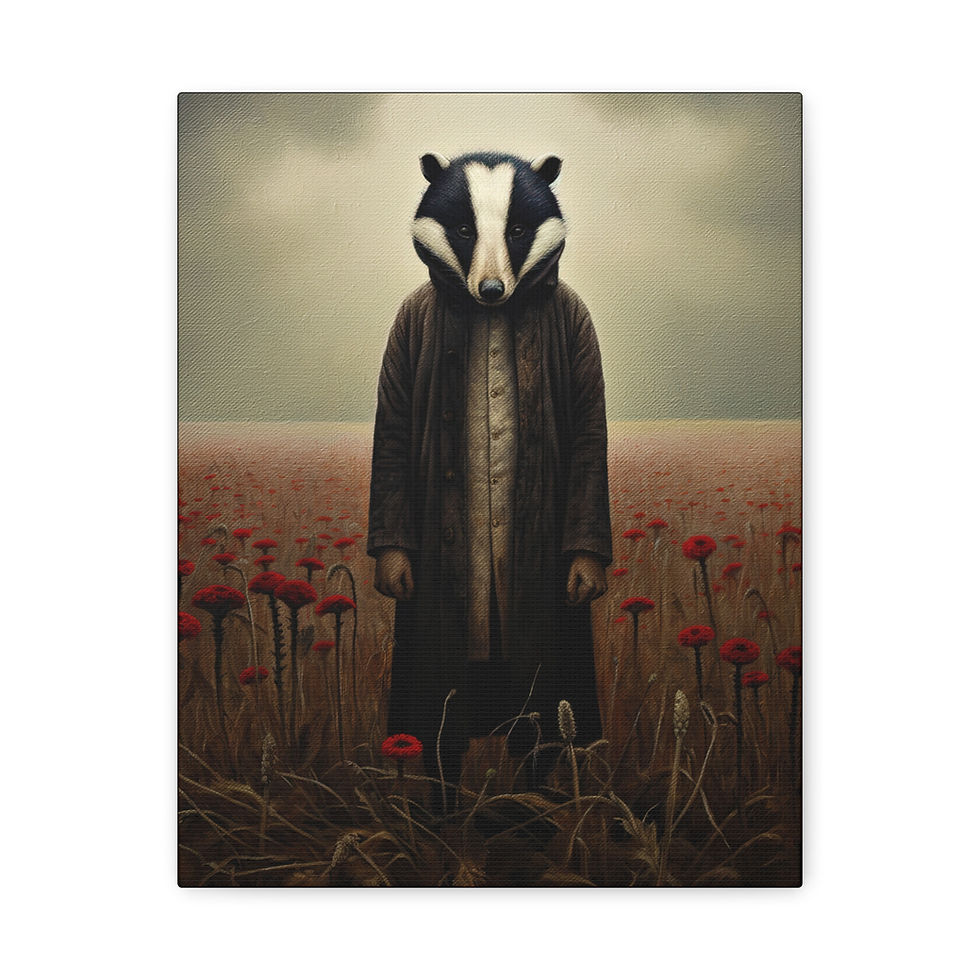 Thumbnail: Folk Horror Badger Canvas Art 