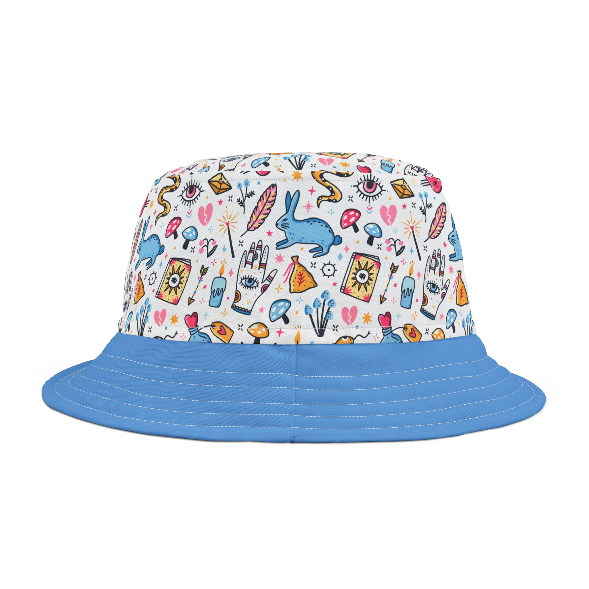 Bunny Magic Blue Floral Lined Bucket Hat — Reversible AOP Sun Hat