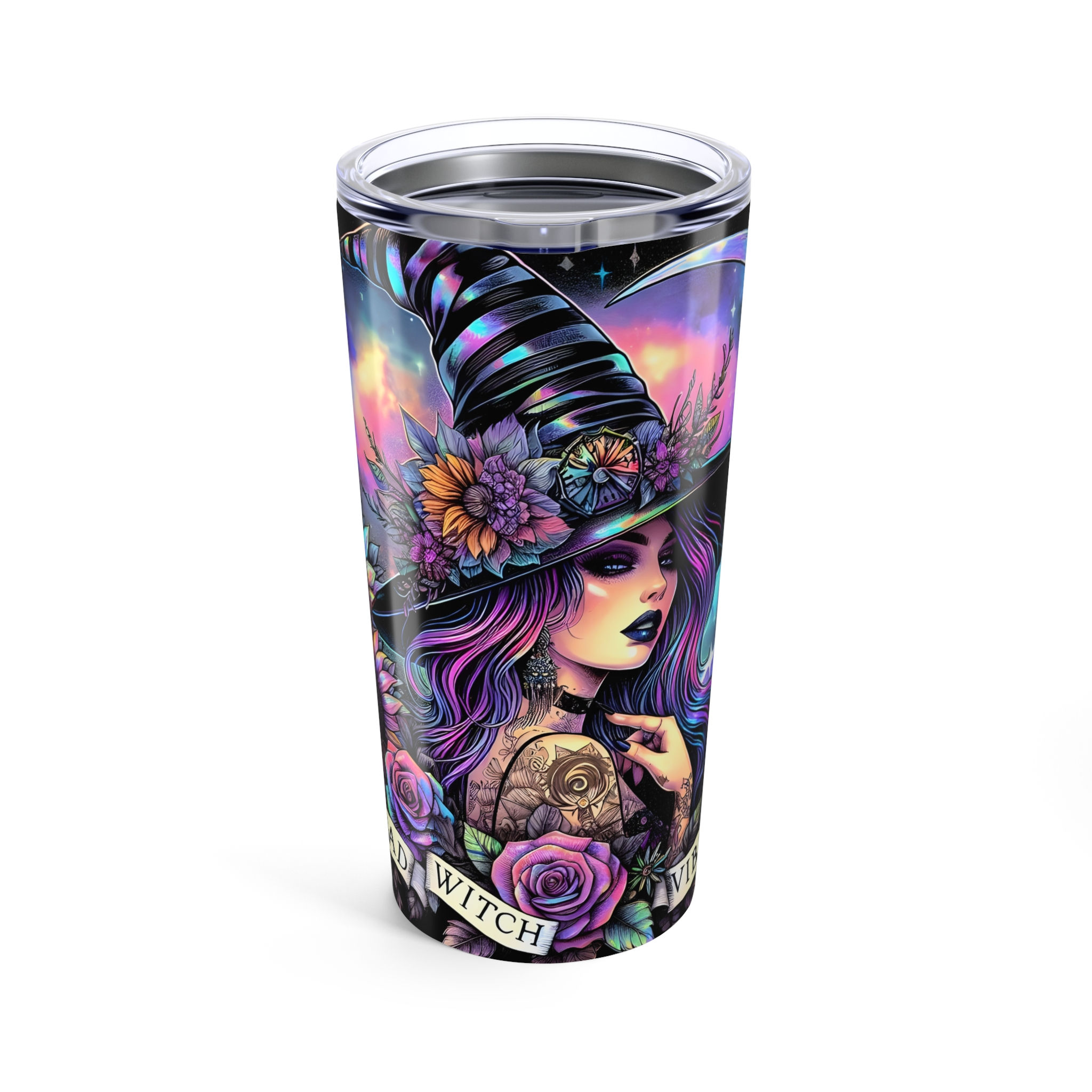 Bad Witch Vibes 20oz Tumbler — Colorful Witch Magic Travel Mug
