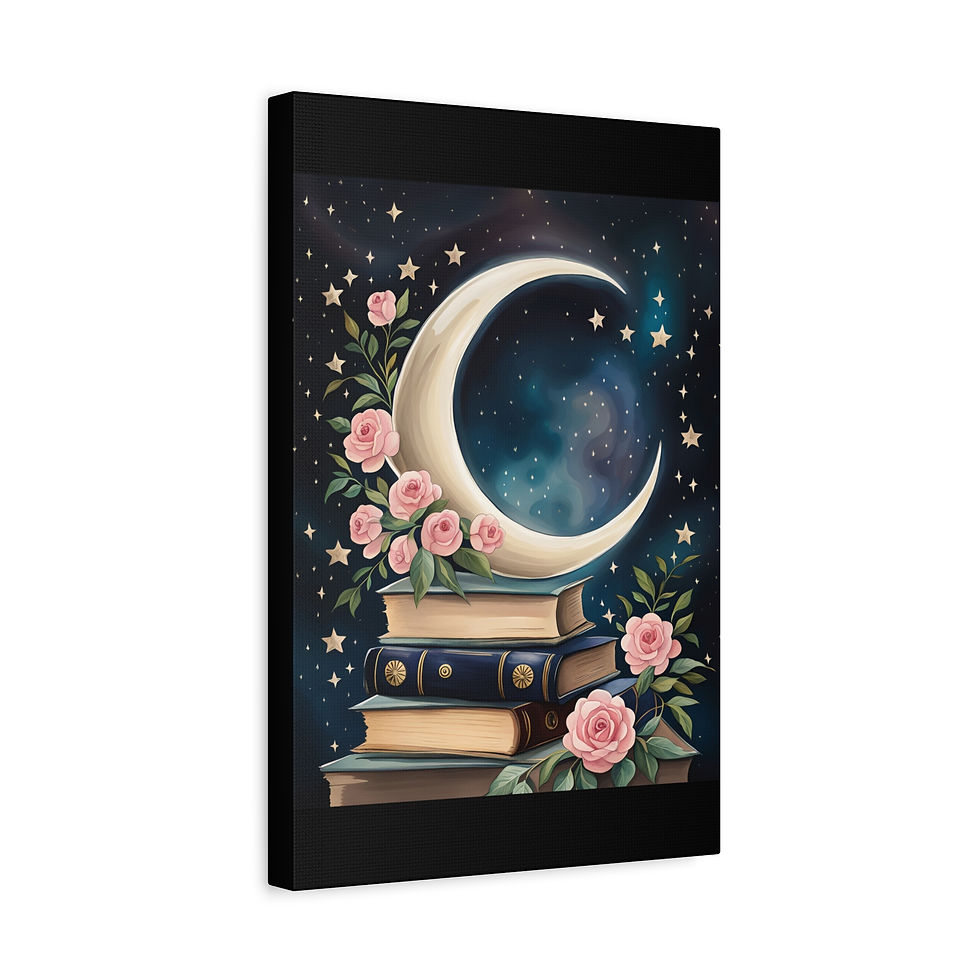Thumbnail: Moonlit Bookshelf Canvas Art 