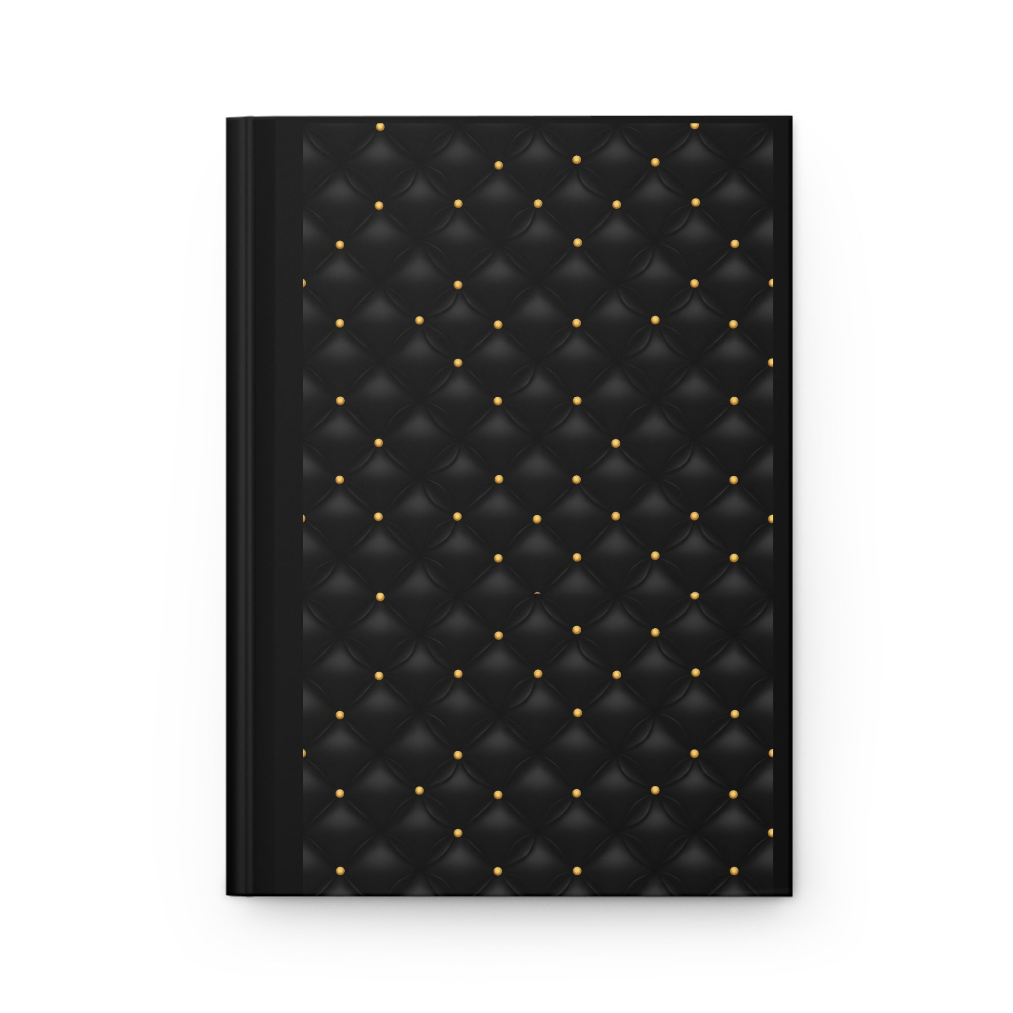 Quilted Noir Hardcover Journal — Lux Black Notebook with Gold Stud Accents