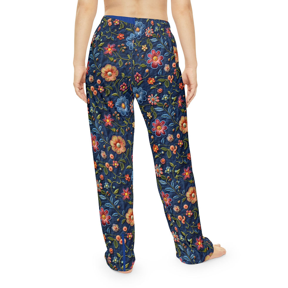 Thumbnail: Floral Lounge Pajama Pants – Navy Vintage Flower Print