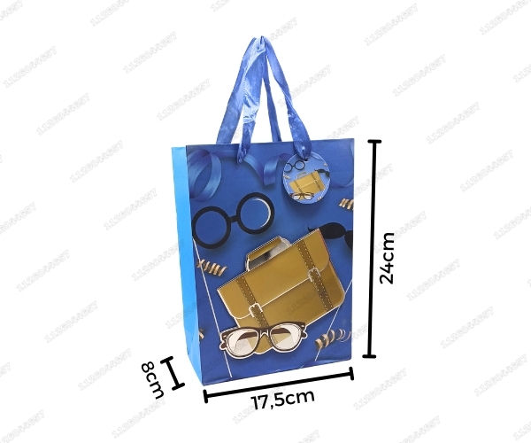 Miniatura: [ES-198-1015] BOLSA DE REGALO DISEÑO VARON MIDE 17.5 X 8 X 24 CM