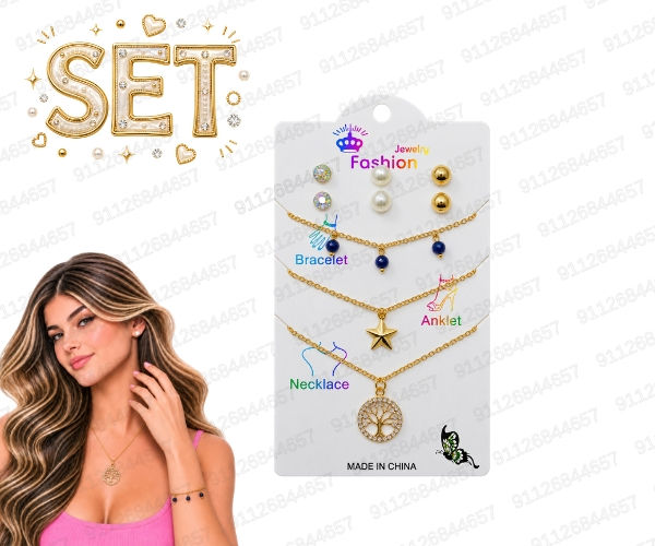 [SET-175-1145C] CONJUNTO  COLLAR + TOBILLERA + PULSERA + AROS