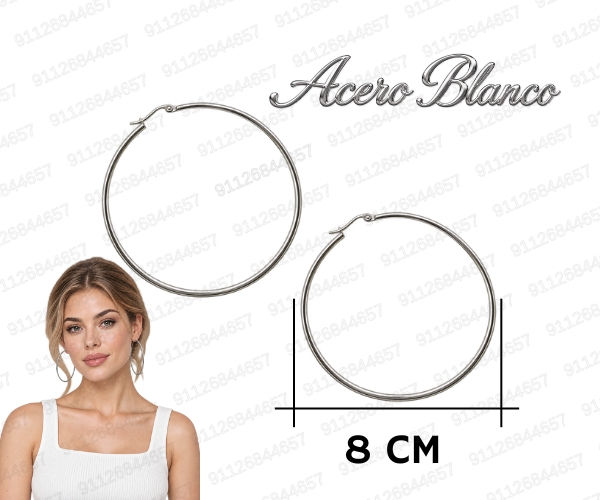 [AR-152-1047] AROS ACERO BLANCO ARGOLLAS 8 CM