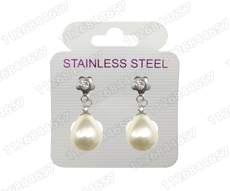[AR-52-323] AROS ACERO ESTRELLAS CON STRASS Y PERLAS