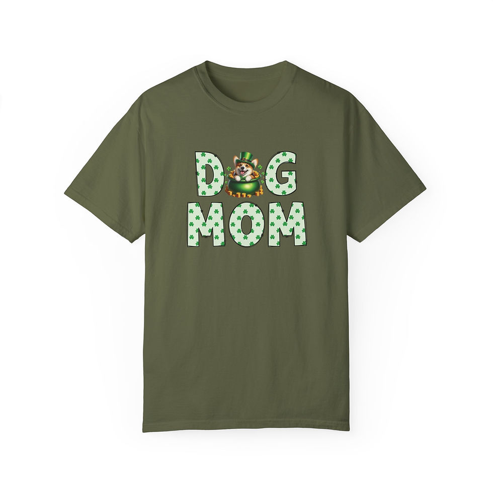 Thumbnail: St. Patrick's Day Dog Mom T-Shirt, Corgi in Pot of Gold Tee, Shamrock Shirt