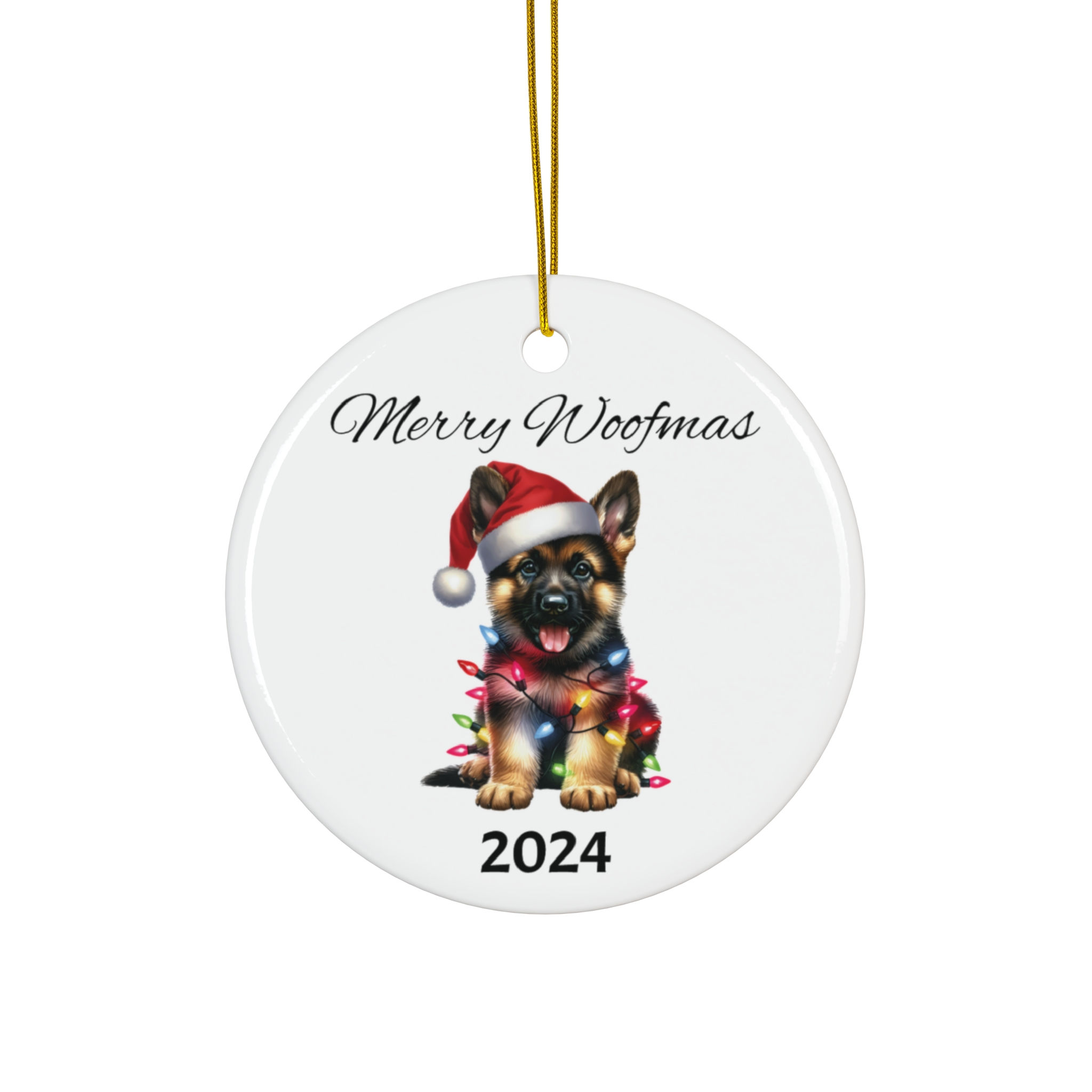 Merry Woofman German Shepherd ornament, Dog Ornament, Dog mom Ornament