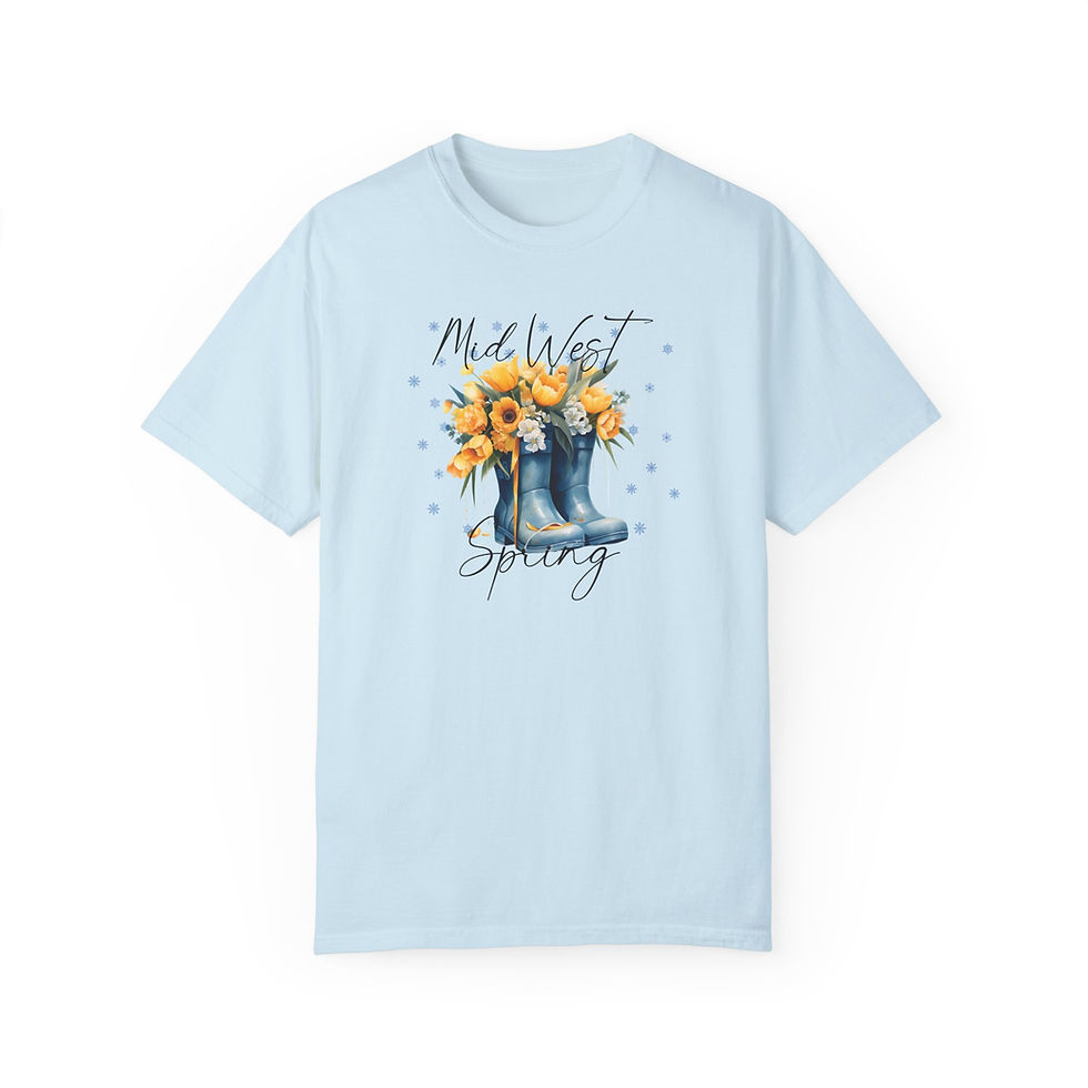 Thumbnail: Mid West Spring t-shirt, Blue Spring rain boots shirt, Cute spring shirt