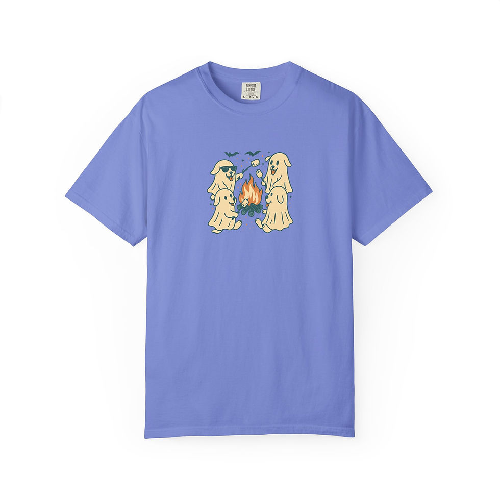 Thumbnail: Cozy Campfire Dogs T-Shirt,  Perfect for Dog Lovers, Camping, Outdoor Parties