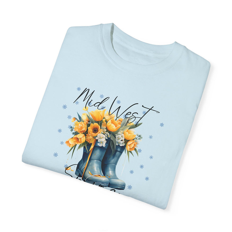 Thumbnail: Mid West Spring t-shirt, Blue Spring rain boots shirt, Cute spring shirt