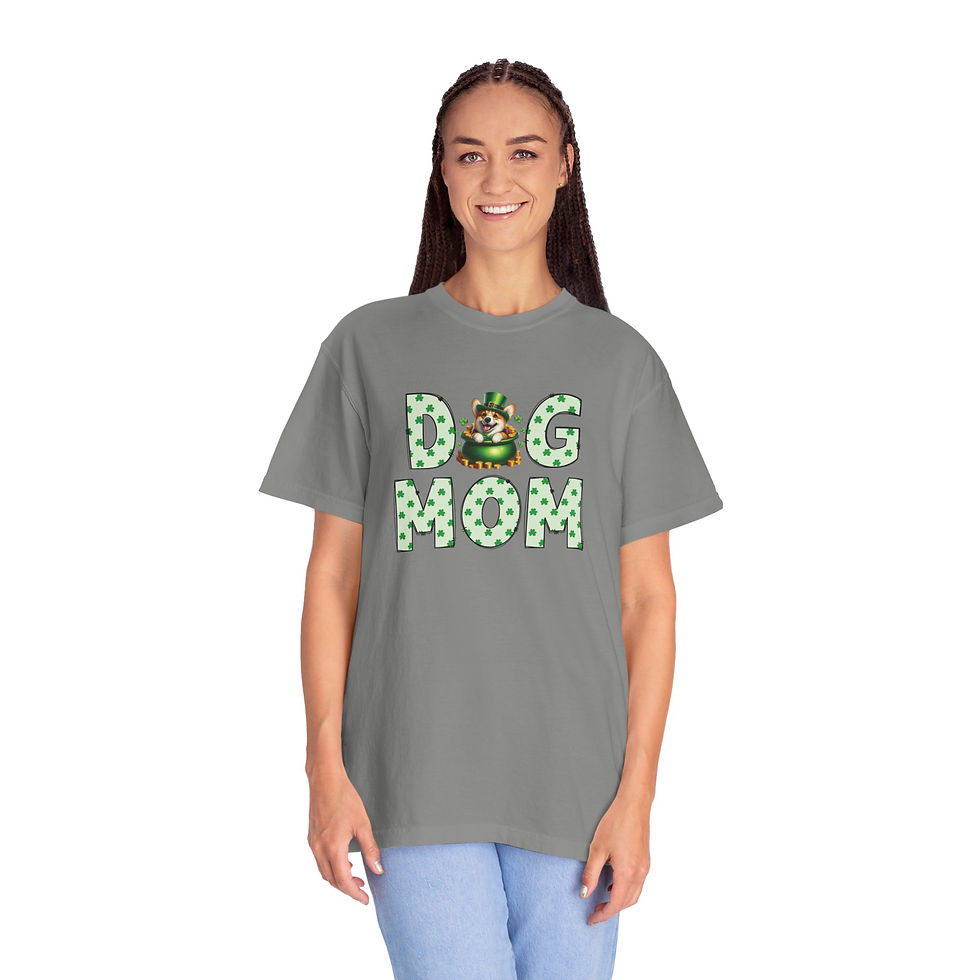 Thumbnail: St. Patrick's Day Dog Mom T-Shirt, Corgi in Pot of Gold Tee, Shamrock Shirt