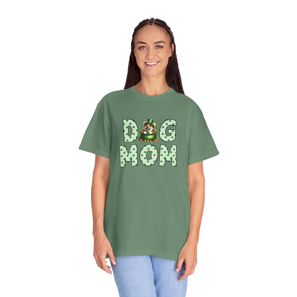Thumbnail: St. Patrick's Day Dog Mom T-Shirt, Corgi in Pot of Gold Tee, Shamrock Shirt
