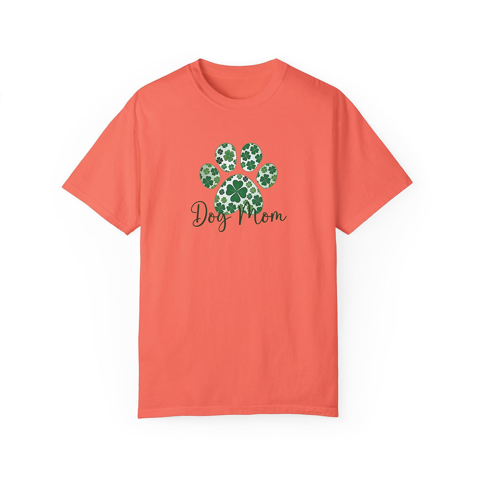 Thumbnail: Shamrock Paw Print Dog Mom TShirt, St. Patrick's Day dog mom Tee, Irish Shamrock