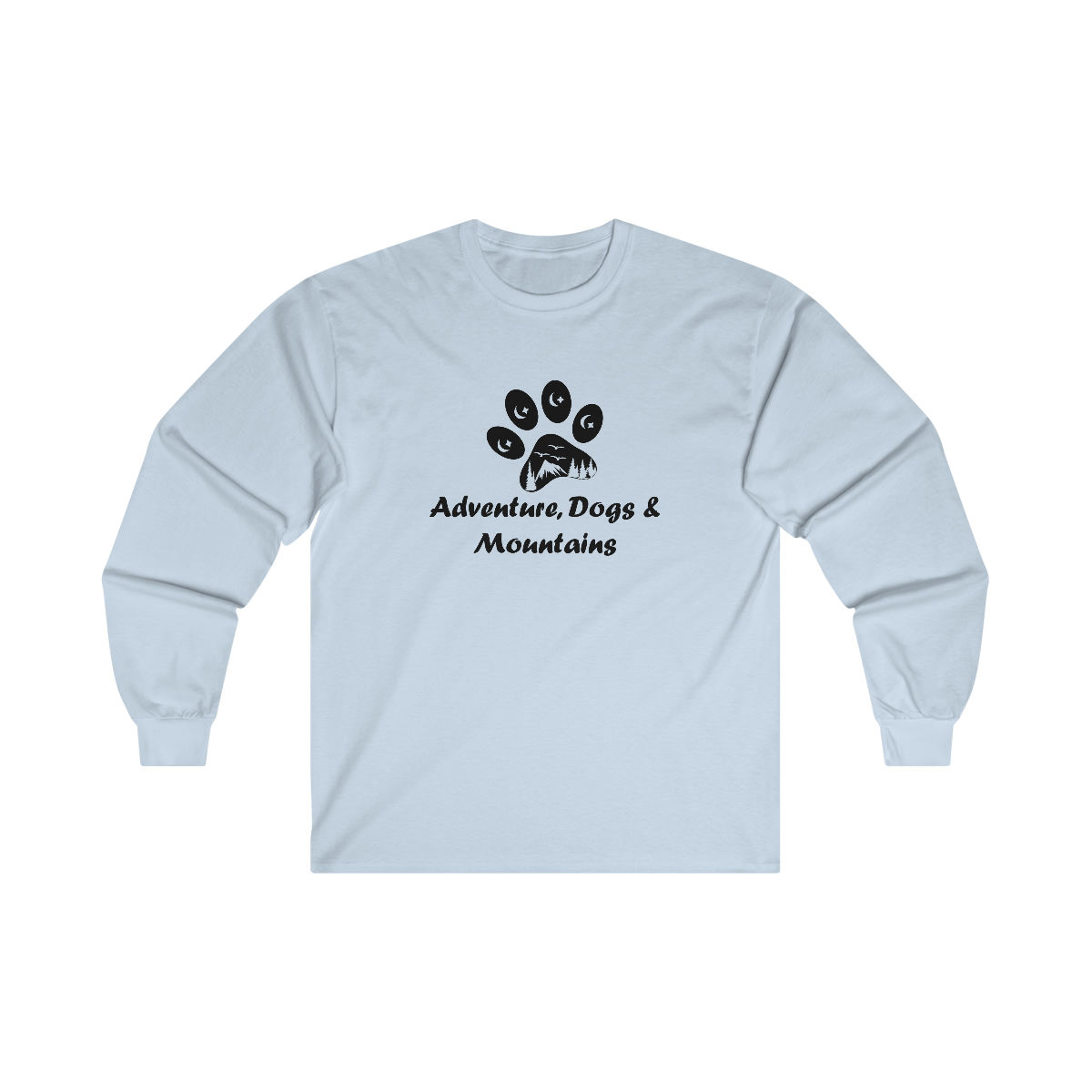 Adventure, Dogs & Mountains Long Sleeve Shirt | Paw & Mountain Design Tee