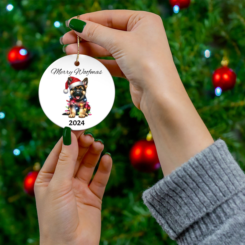 Thumbnail: Merry Woofman German Shepherd ornament, Dog Ornament, Dog mom Ornament