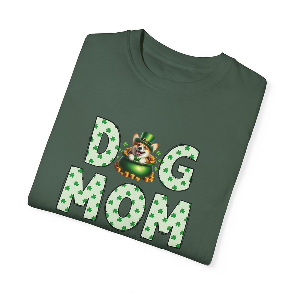 Thumbnail: St. Patrick's Day Dog Mom T-Shirt, Corgi in Pot of Gold Tee, Shamrock Shirt