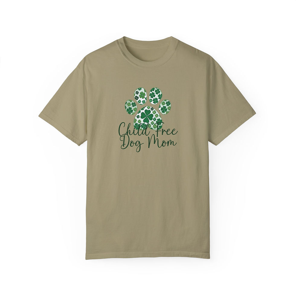 Thumbnail: Child Free Dog Mom St. Patrick's Day T-Shirt, Shamrock Paw Print Tee