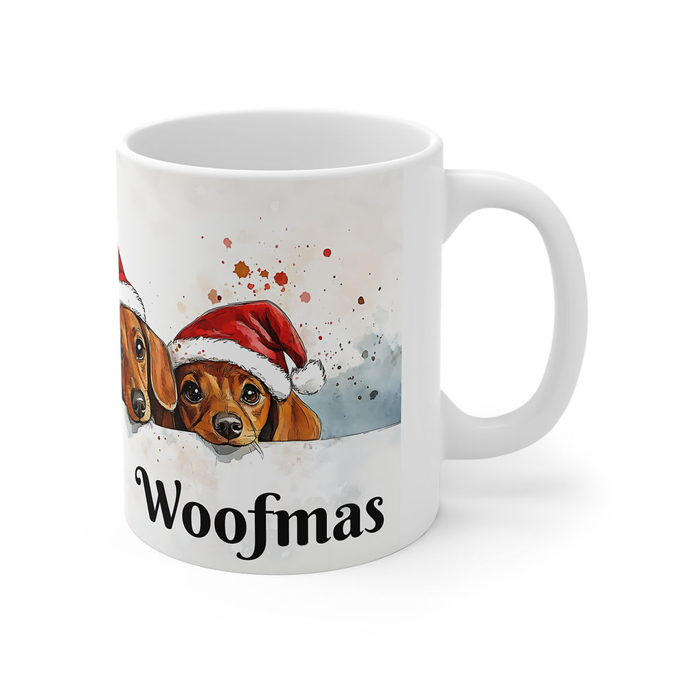 Thumbnail: Merry Woofmas mug, Holiday dog mug, dachshund mug, Dog mom mug 