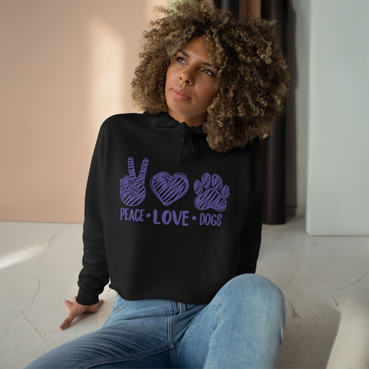 Peace Love Dogs Crop Hoodie