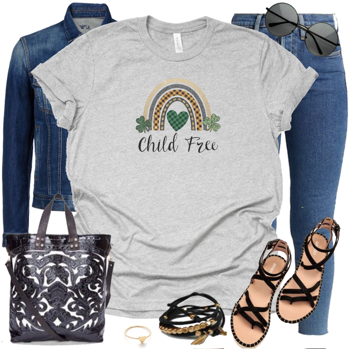 Thumbnail: Child-Free Clover Rainbow Design, St. Patrick's Day Celebration Tee