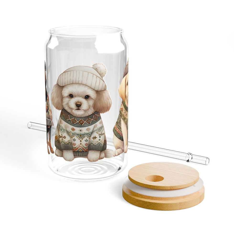 Thumbnail: Fall Dogs Y'all Sipper Cup, Autumn Dog Design Glass Cup, Dog Lover Drinkware