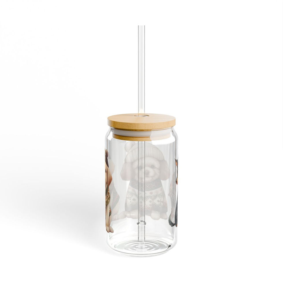 Thumbnail: Fall Dogs Y'all Sipper Cup, Autumn Dog Design Glass Cup, Dog Lover Drinkware