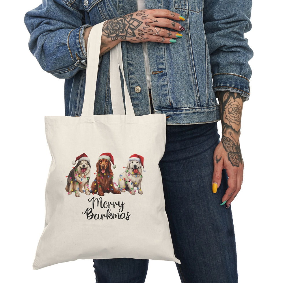 Thumbnail: Merry Barkmas tote bag, gift for dog mom, pet parent gift, 