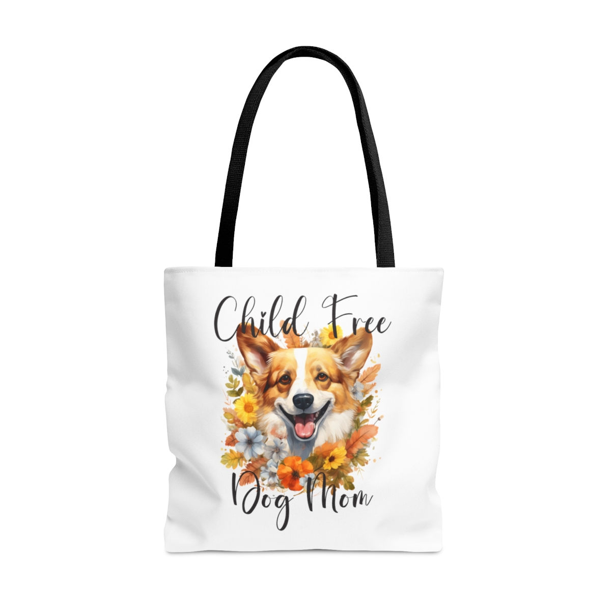 Child Free Dog Mom" Corgi Fall Tote Bag | Beach & Town Use