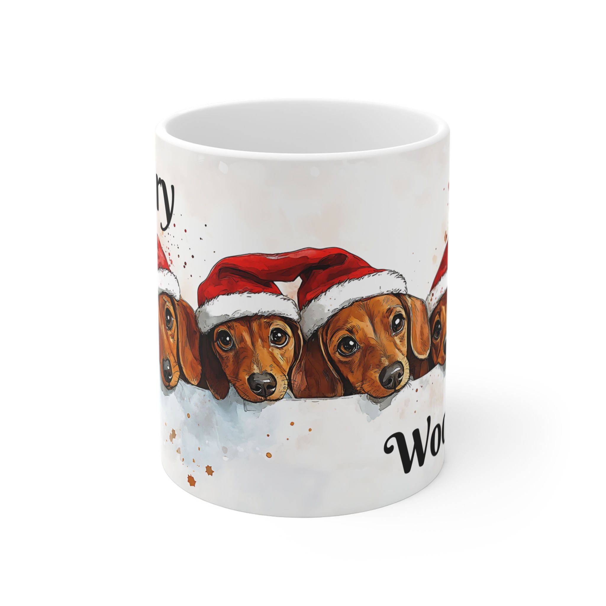 Merry Woofmas mug, Holiday dog mug, dachshund mug, Dog mom mug 