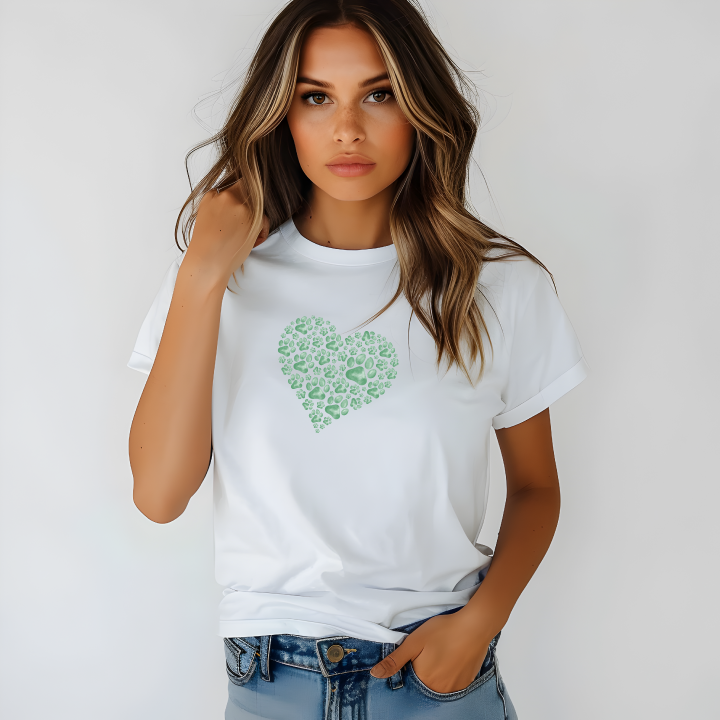 Thumbnail: Paw Print Heart T-Shirt, Dog Lover Tee, Pet Lover Shirt, Gift for Dog Owners