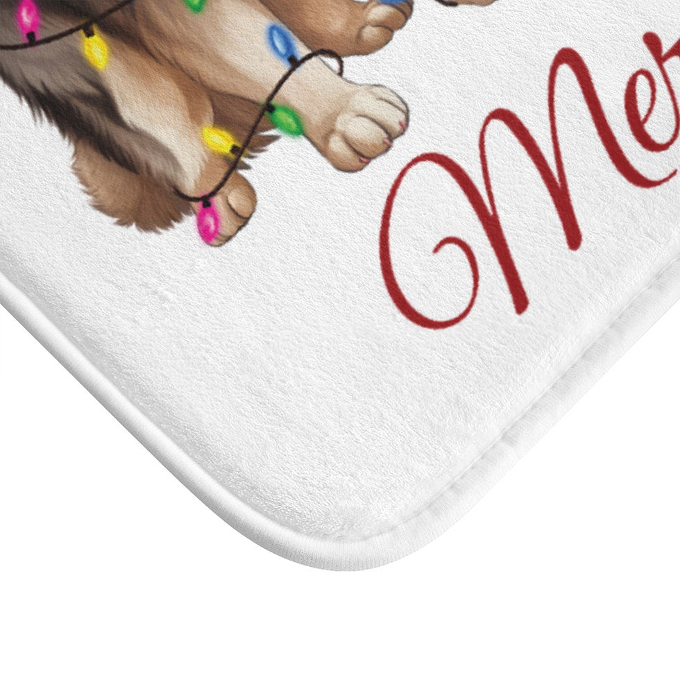 Thumbnail: Merry Barkmas Bath Mat, Christmas Dog Decor, Holiday Bathroom Rug, Dog Lover