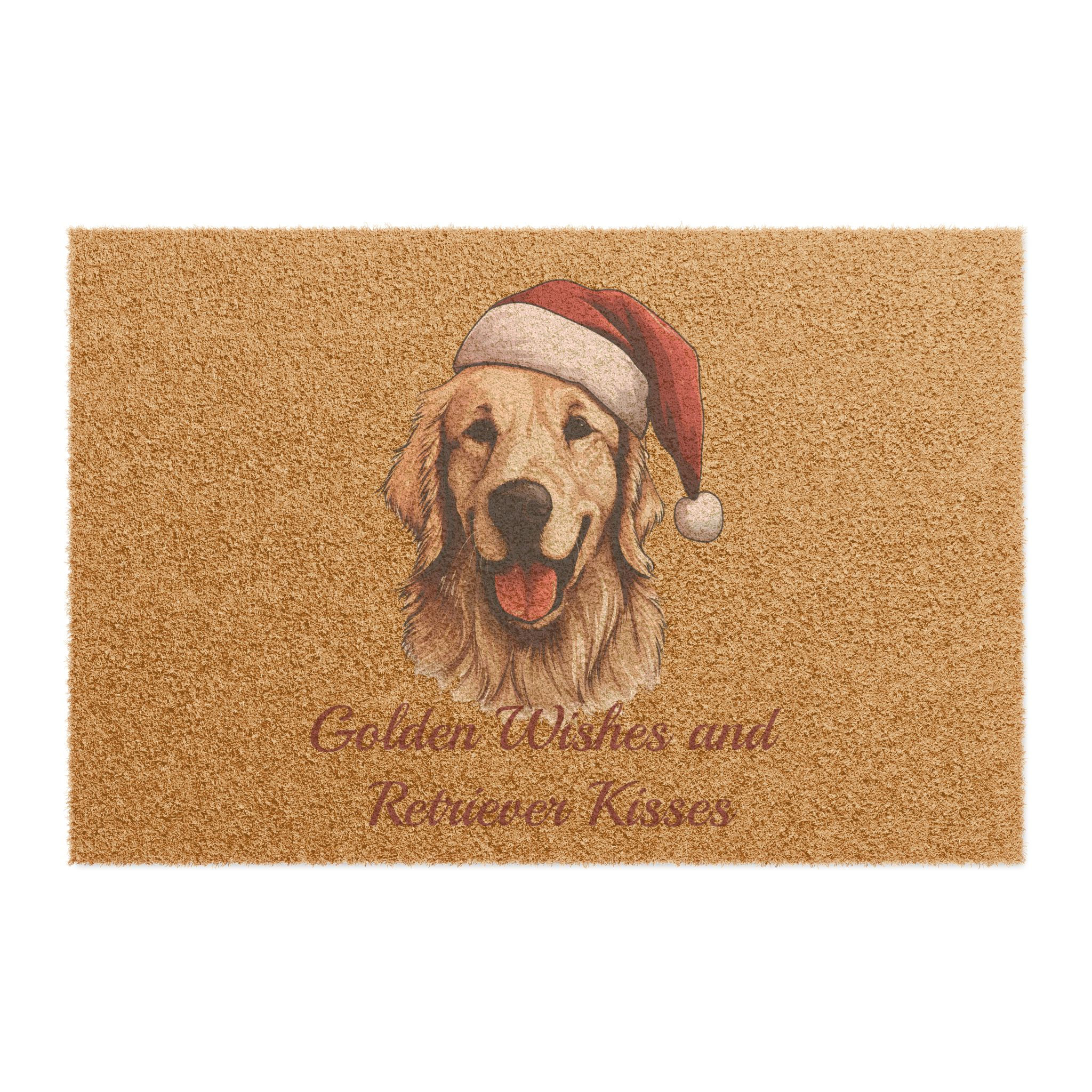 Golden Wishes and Retriever Kisses Door matt, Christmas door matt, Dog door mat