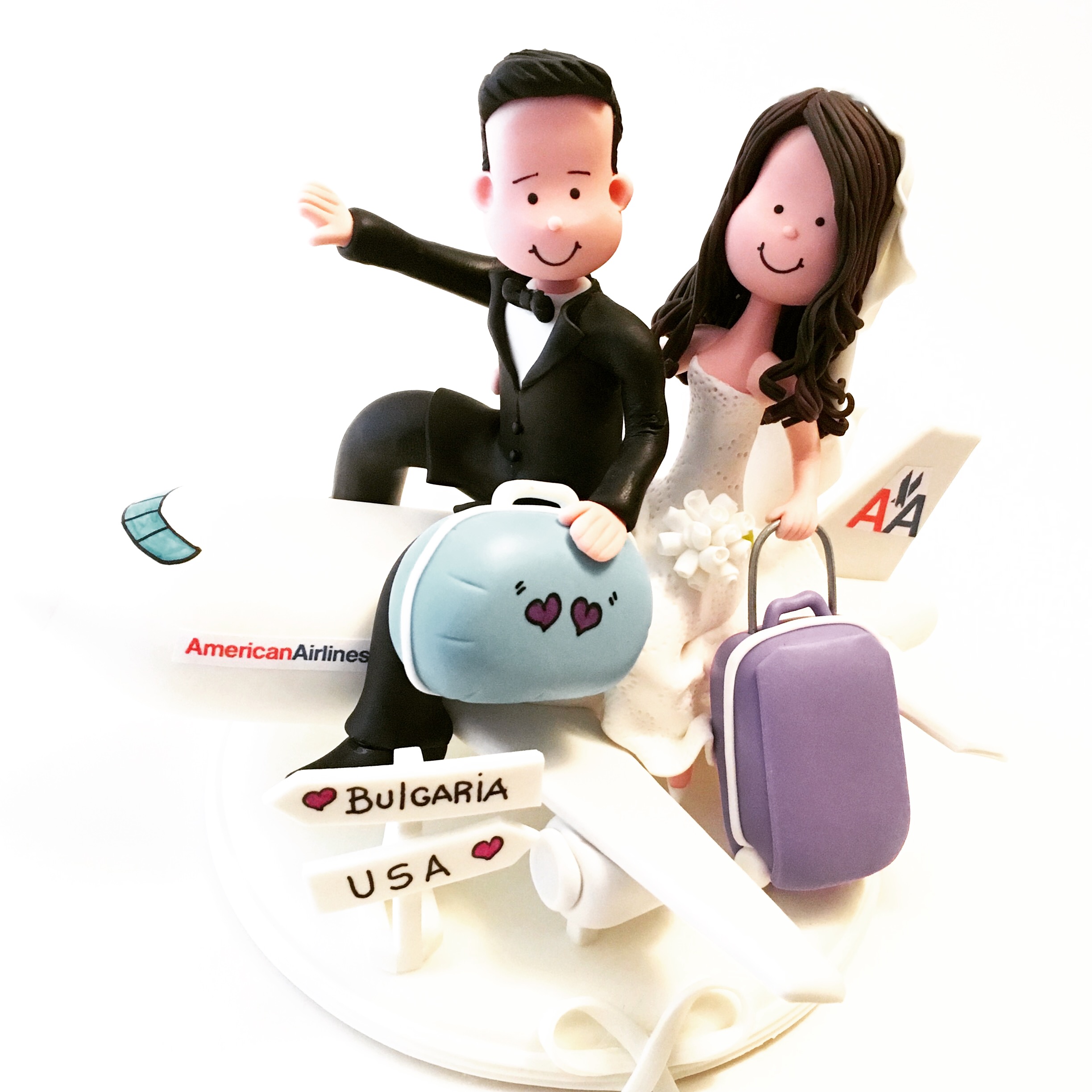 wedding-cake-topper-airplane-american-airlines