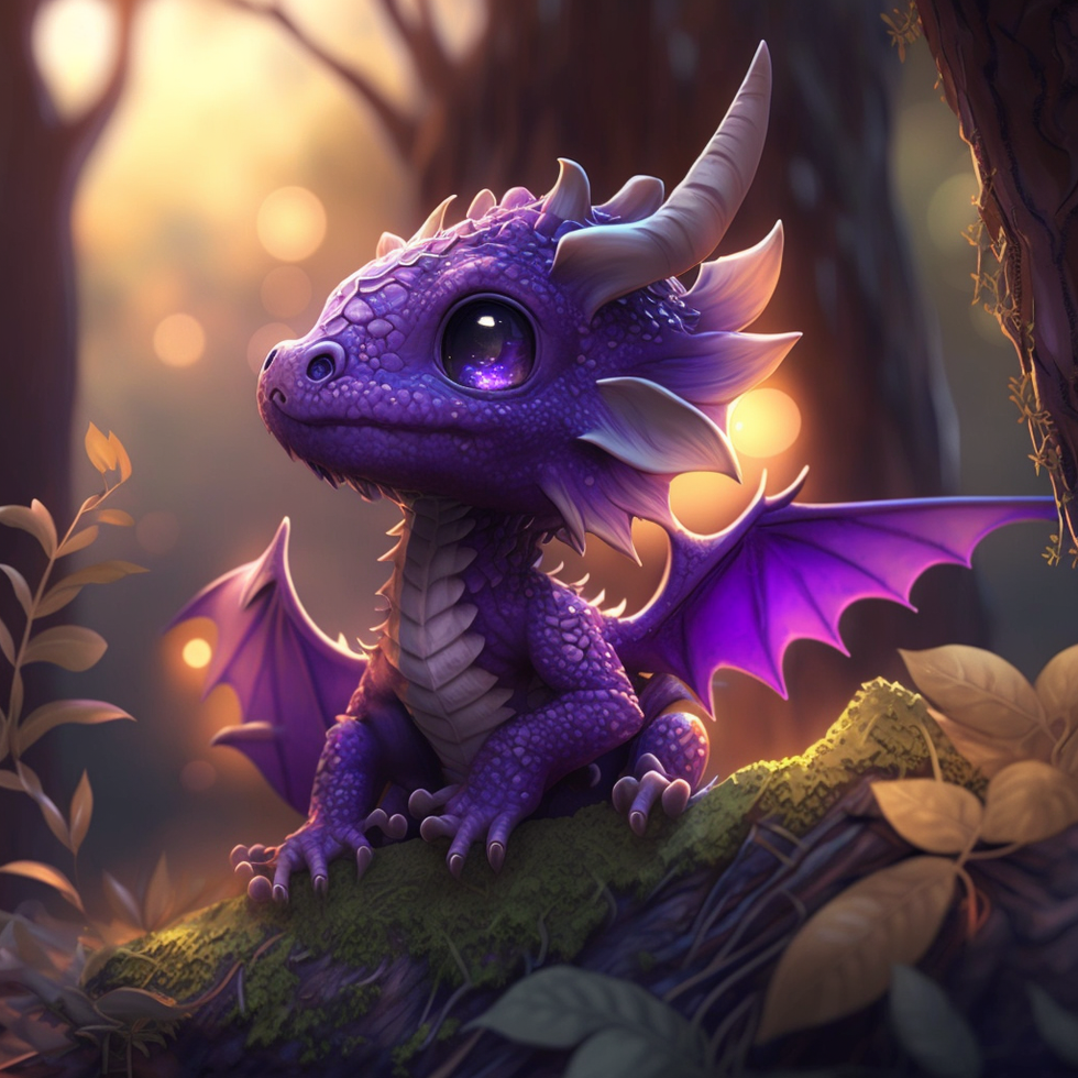 baby purple dragon sunset