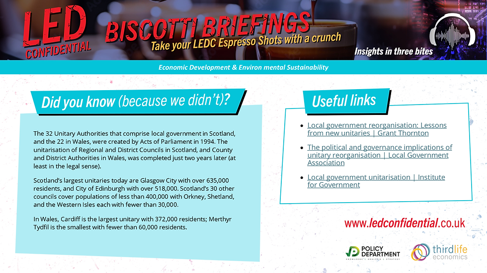 Screenshot of page 3 of a briefing on local government reorganisation in England