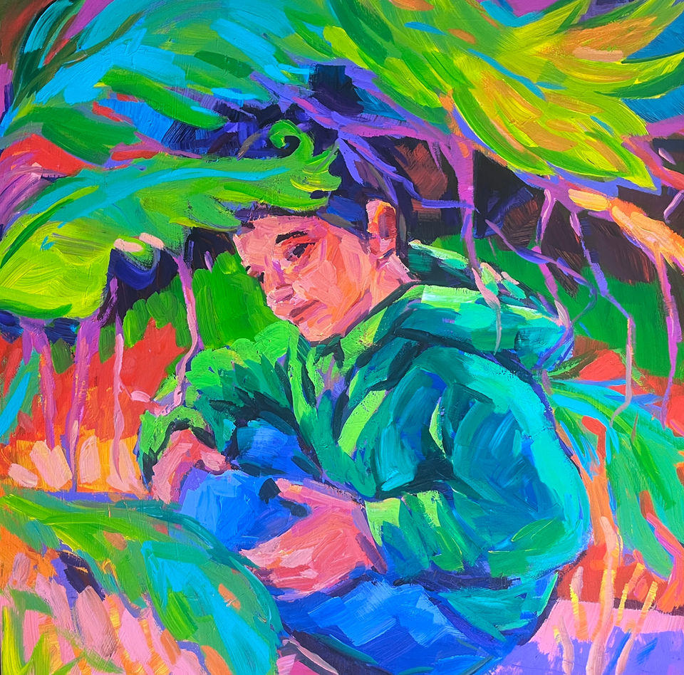 Acrylic, Landscape, Children in Nature, Ocean, Family Hikes, California, Curiosity, Available