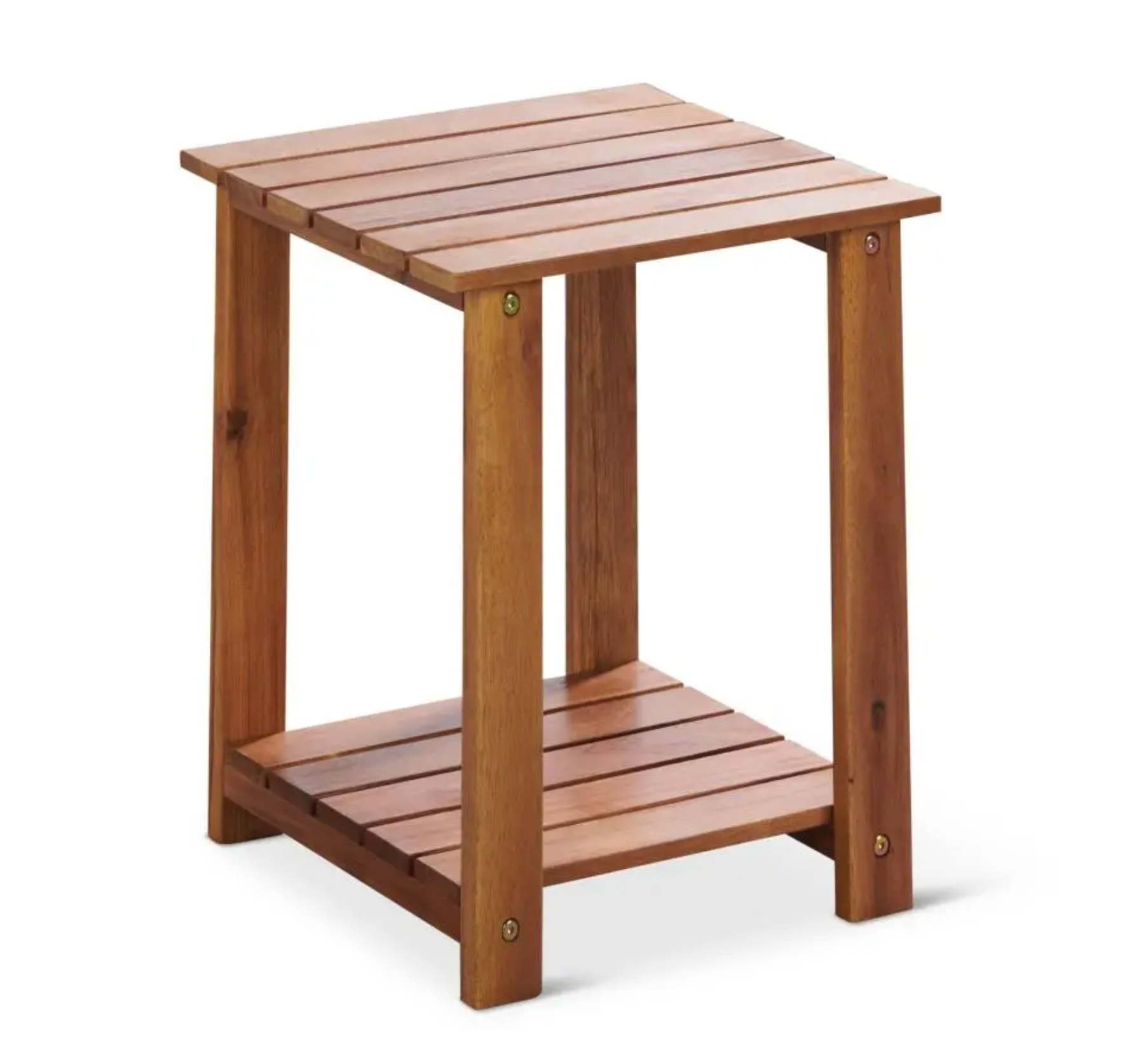 Patio Wise small acacia wood side table, featuring a durable slatted design and weather-resistant finish, perfect for outdoor patios and gardens.