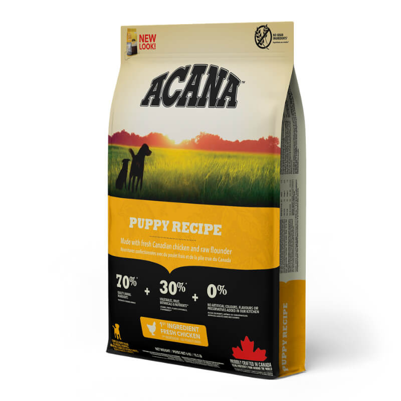 ACANA Puppy Recipe dog food bag with visible text and VetAmin Shop