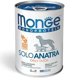 Monge Monoprotein SOLO ANATRA Only Duck food. מונג וט גסטרואינטסטינל פפי כלב 1.5 ק